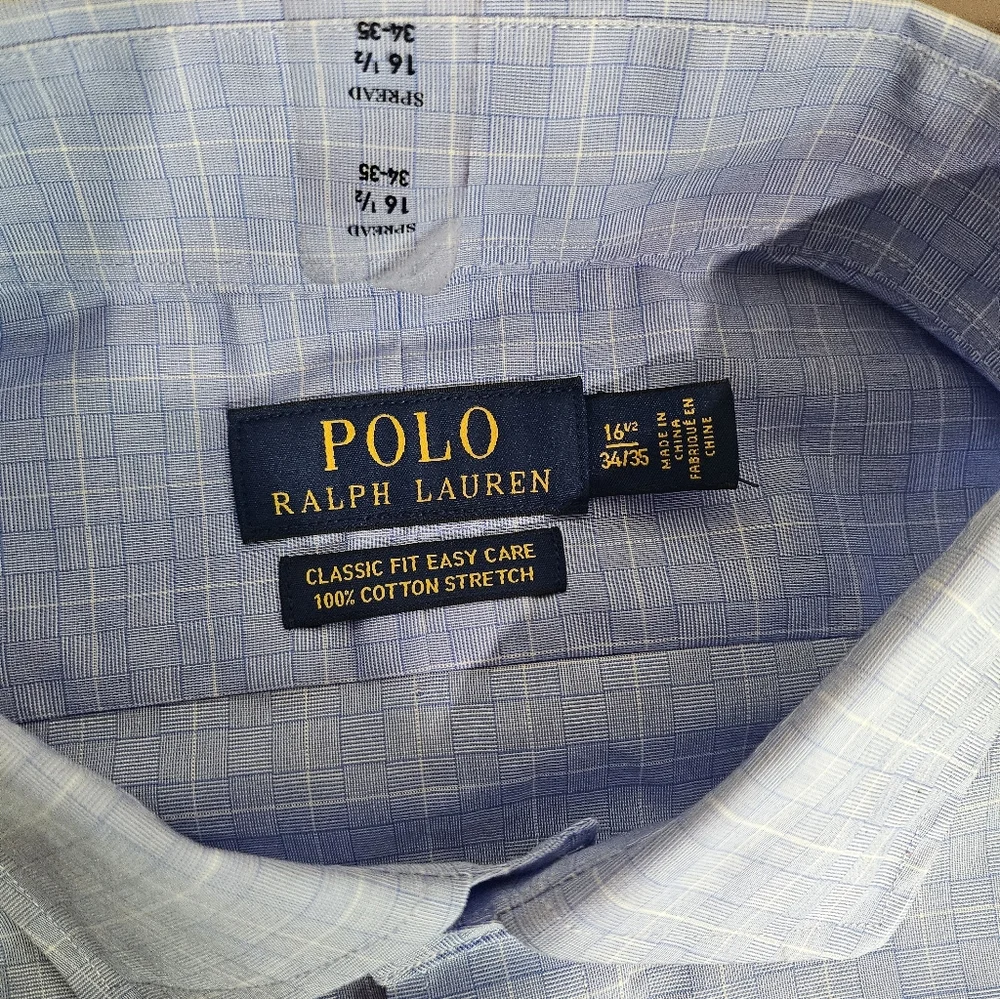 Polo Ralph Lauren Men's Long Sleeve Blue Shirt 16 1/2 34-35 Large - Picture 4 of 8